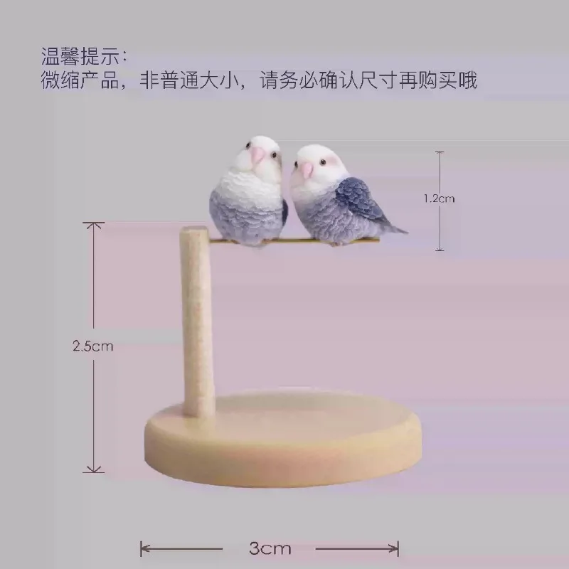 FallenVex Store Mini Purple‑Grey Lovebird Figurine, Tiny Parrot Model for OB11 BJD Dollhouse Scene Shooting Layout Ornament