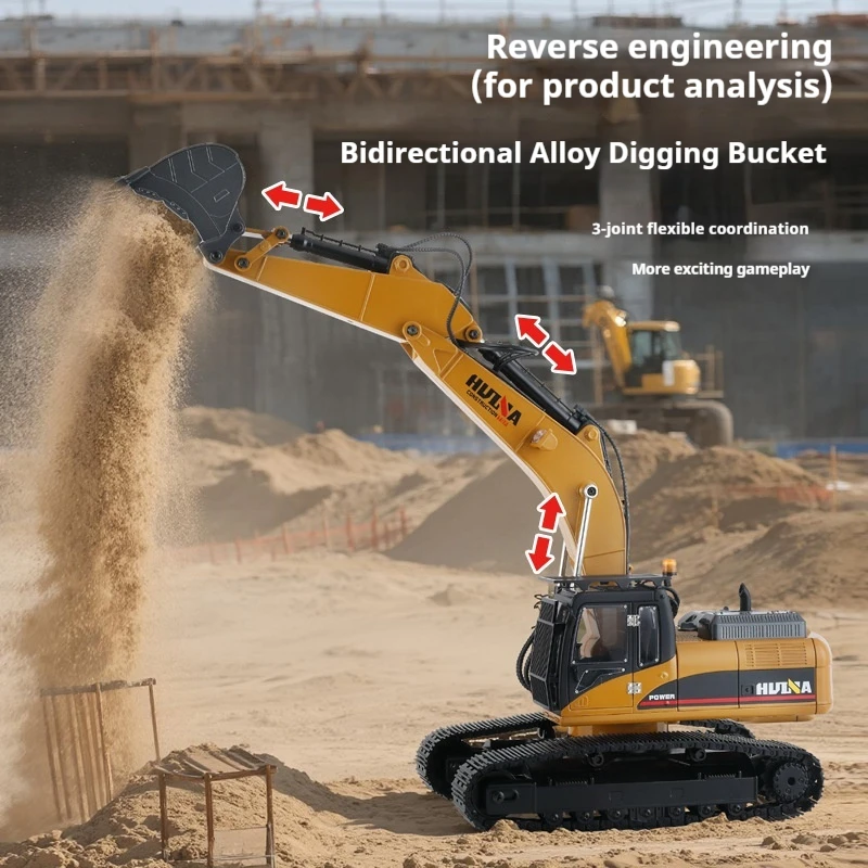 Upgraded Huina 1580 32ch 1:14 Remote Control Excavator Alloy Simulation Hydraulic Rc Engineering Vehicle Toy Premium Gifts Toys
