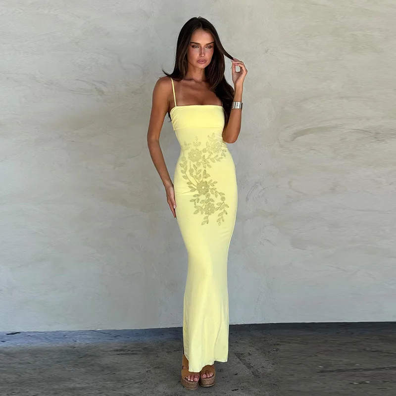 

Hot Diamond Camisole Dress, Backless Dress, Hip Hugging And Waist Cinching, Spicy Girl Long Dress