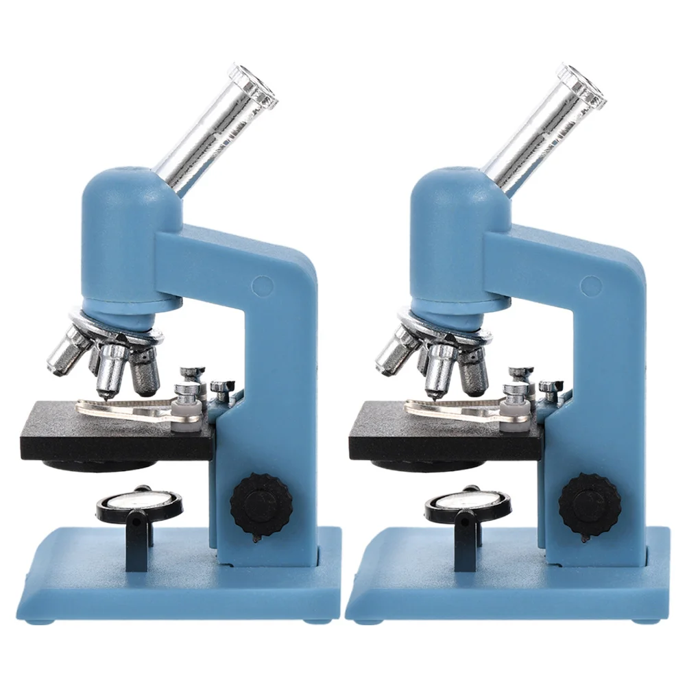 

2Pcs Blue Miniature Microscope 1:12 Scale Compact Design for Dollhouse Laboratory Scene Realistic Micro Landscape Ornament