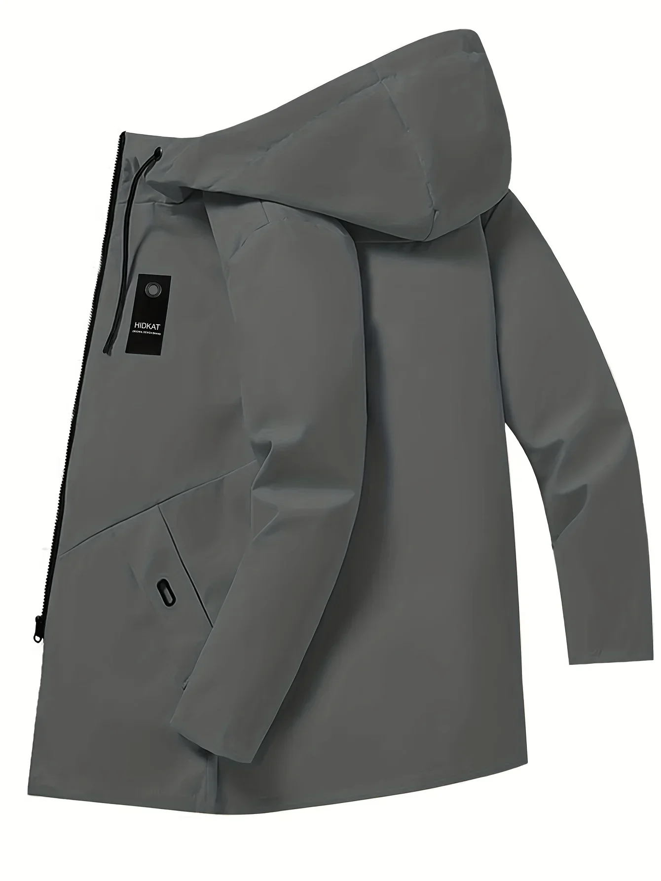 

Men's Fashion Casual Jacket with Hood and Drawstring, Solid Color, Suitable for Spring and Autumn Casual Attire