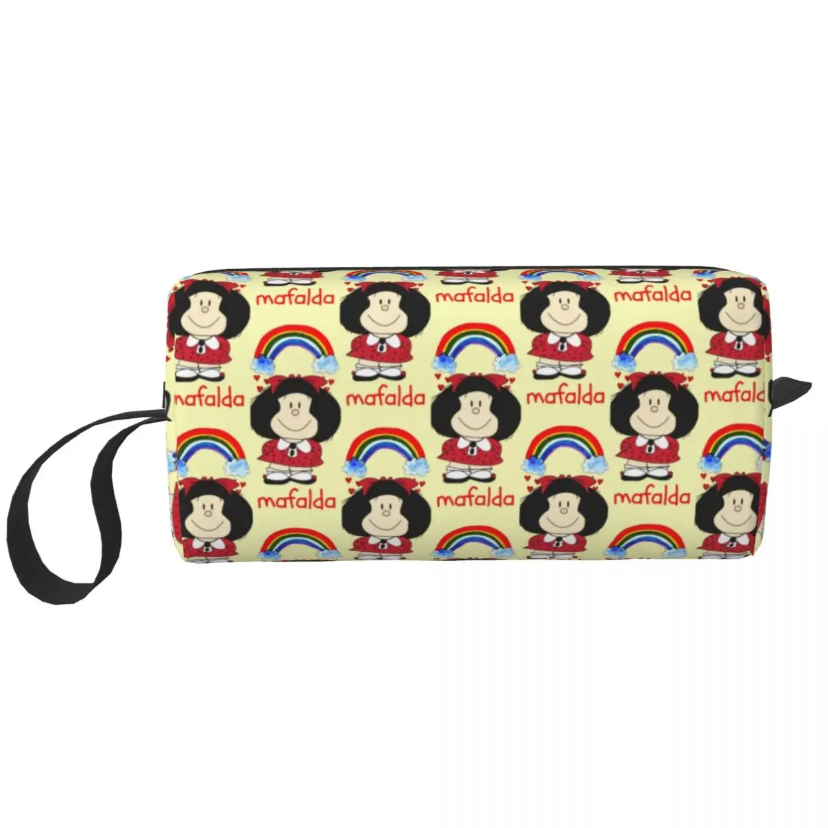 Custom Quino Comic Mafalda Rainbow Makeup Bag Women Travel Cosmetic Organizer Fashion Argentine Cartoon Storage Toiletry Bags