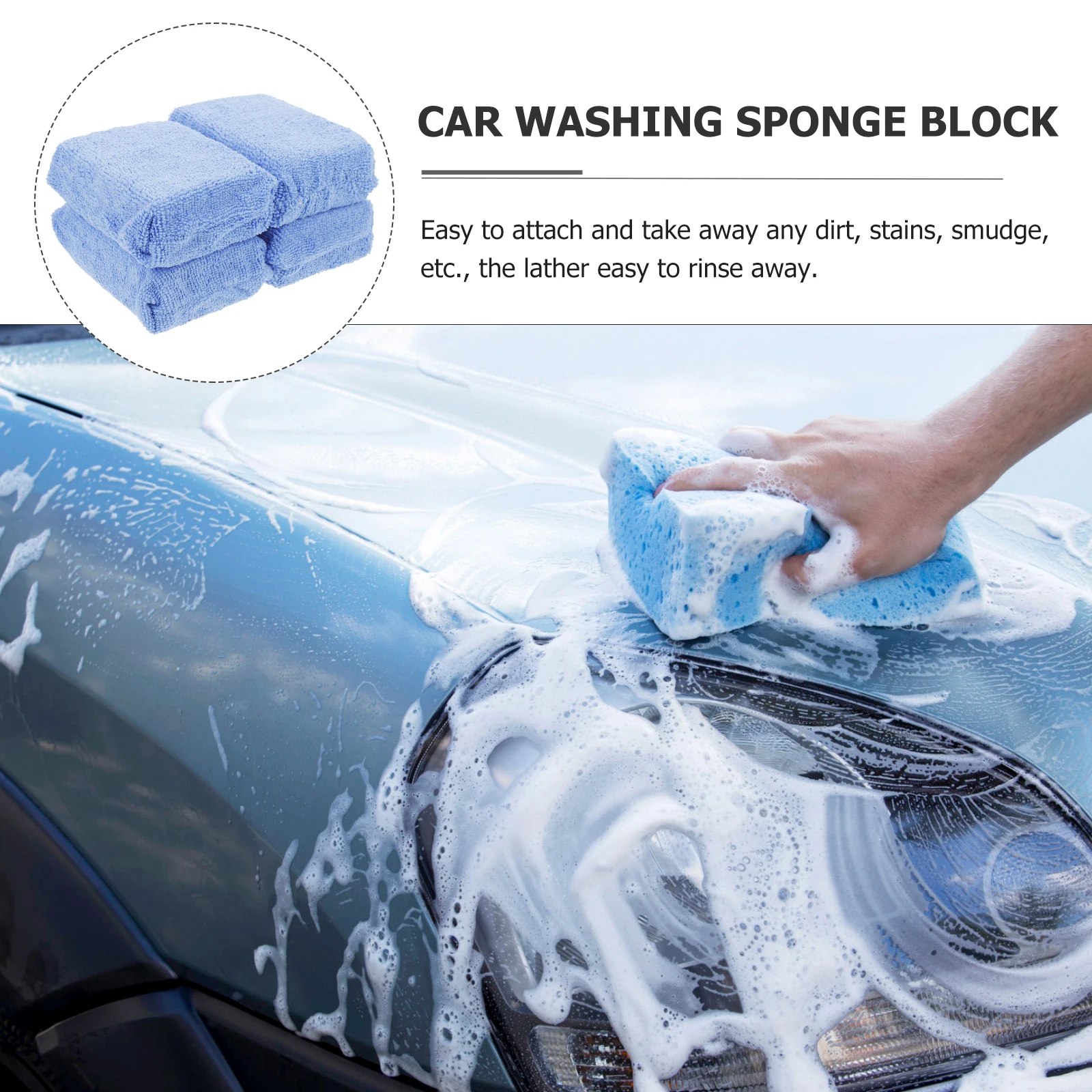 

4pcs for Car Wash Cleaning Durable Soft Grip Washing Microfiber Sponge Foam Tile Truck Cleaning Sponge Boat