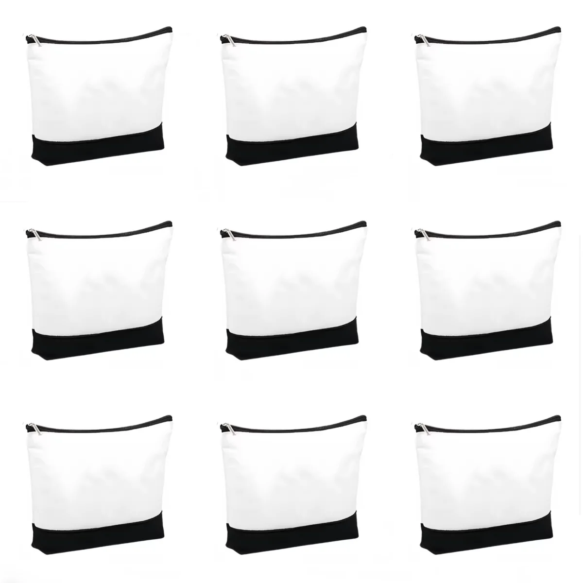 

20 Pack Sublimation Blank DIY Black Polyester Cosmetic Bag With Zipper Reusable Grocery Makeup Bag for Heat Transfer Print