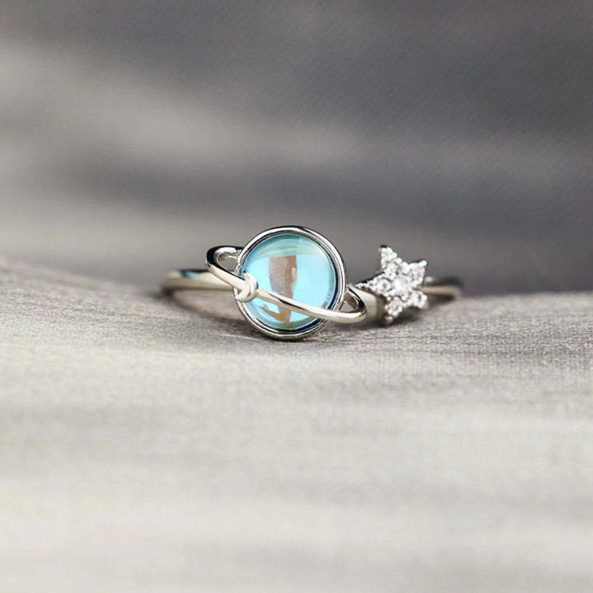 Minimalist Rotate Ring Unique Rotating Planet Ring For Index Finger Adjustable Stress Relief Statement Jewelry Gift