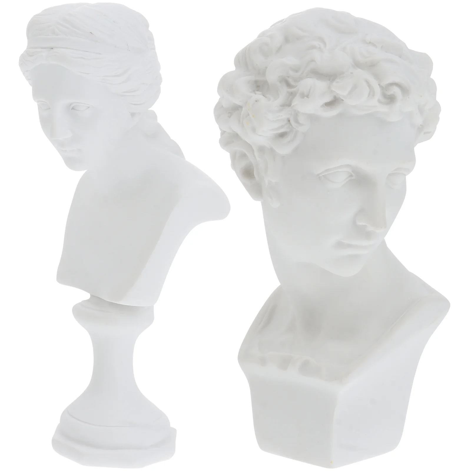 

2Pcs Mini Resin Sculpture Bust Statue Decorative Art Piece for Room Desk Display Resin Adornment Statue