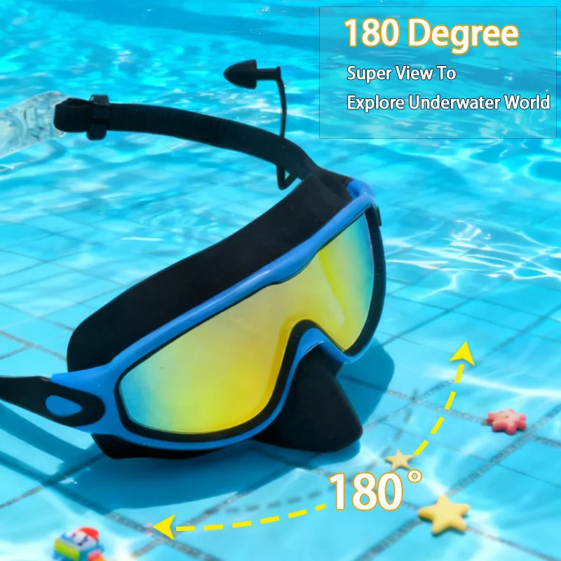 

Anti - Fog Kids Swimming Goggles, 3D Cute Cat Ear Design, PC Lens, Silicone Gasket, Adjustable Strap for Children Water Sports
