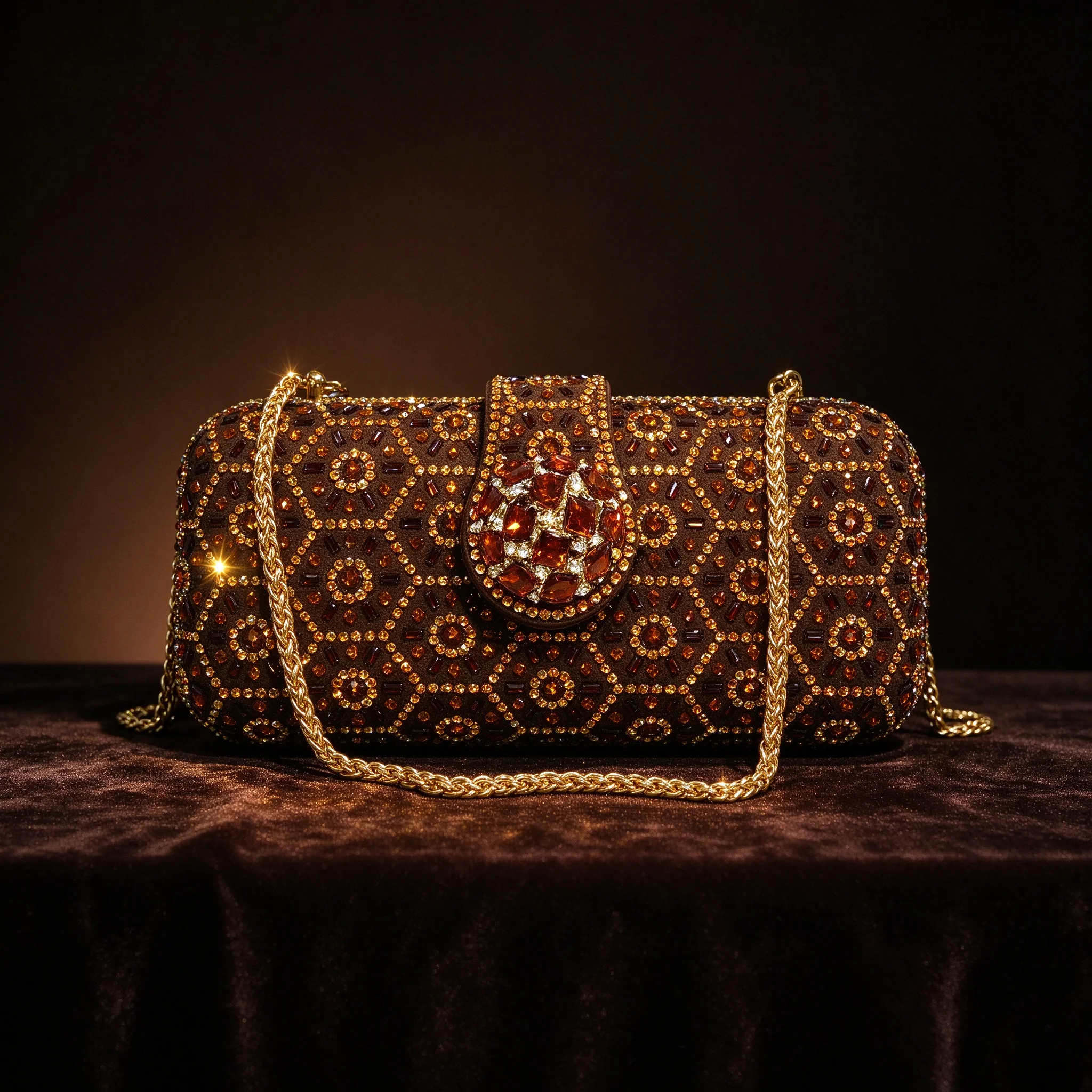 Bolso de mano de noche con pedrería para mujer, tipo caja rígida de cristal, con cadena dorada, bandolera, para boda, fiesta de graduación, cóctel, bolso de novia