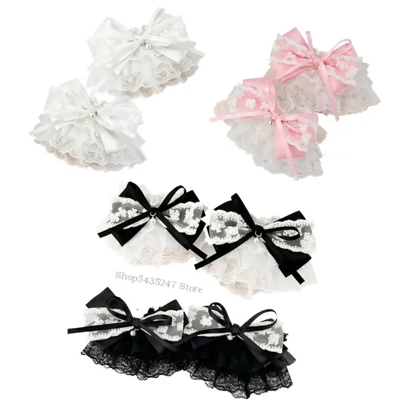 Breathable Bows Decorated Lace Cuffs For Women And Girls Lace Hand Sleeve Perfect For Costumes Or Casual Wear