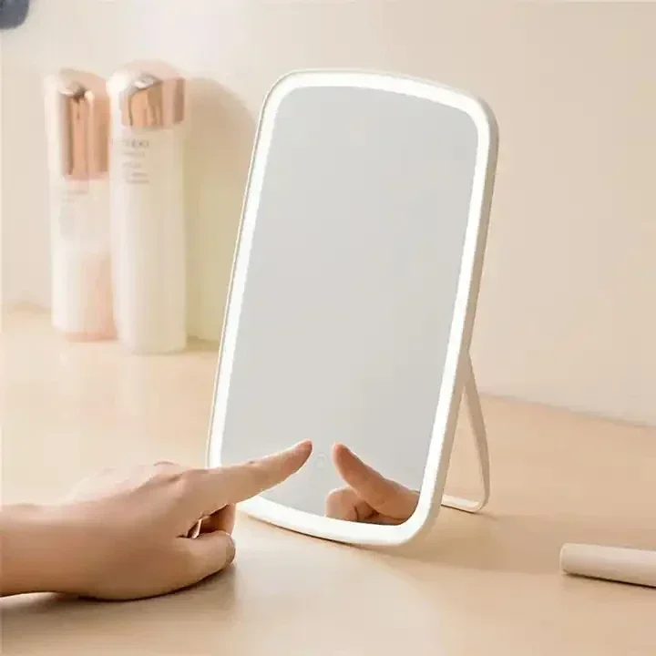 Portable Makeup Mirror With Led Light Touch Screen 3color Light Vanity Folding Dressing Mirror Light Home Beauty Tools