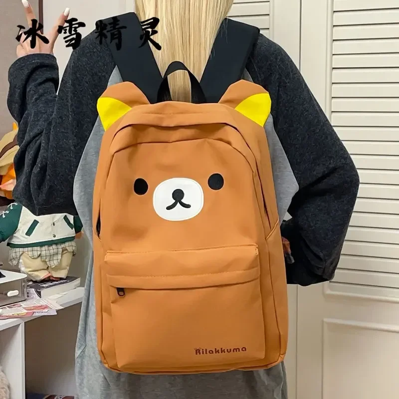 Neuer Anime-Cartoon Japanischer Rilakkuma Niedlicher Brauner Bär Großraum-Cartoon-Rucksack Lässiger Allrounder Schüler-Schulranzen Geschenk