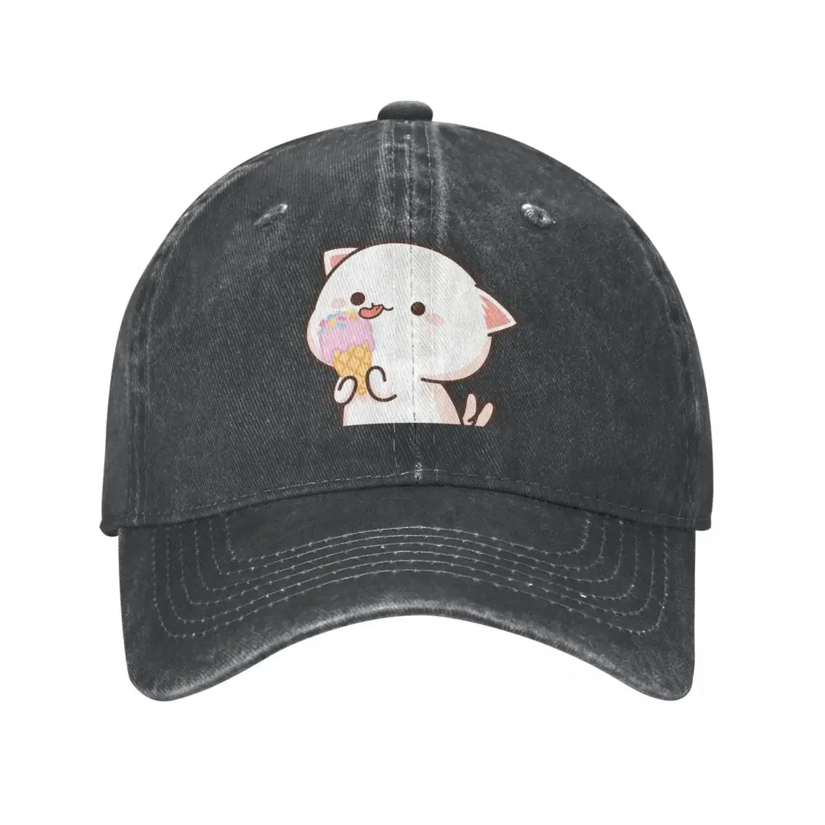 Peach And Goma Mochi Cat Ice Cream Baseball Cap cowboy hat Peaked cap Cowboy Bebop Hats Men and women hats