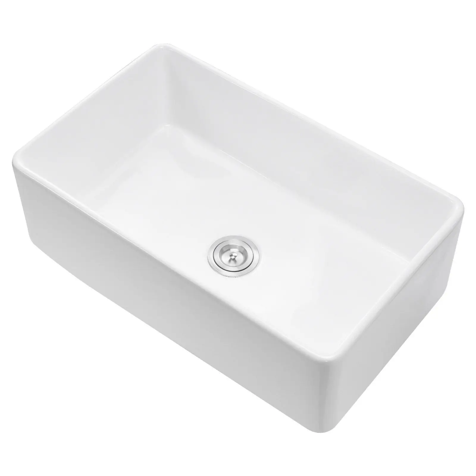 

33.5x20 in Farmhouse Sink Undermount Kitchen Single Bowl Basin Fireclay White