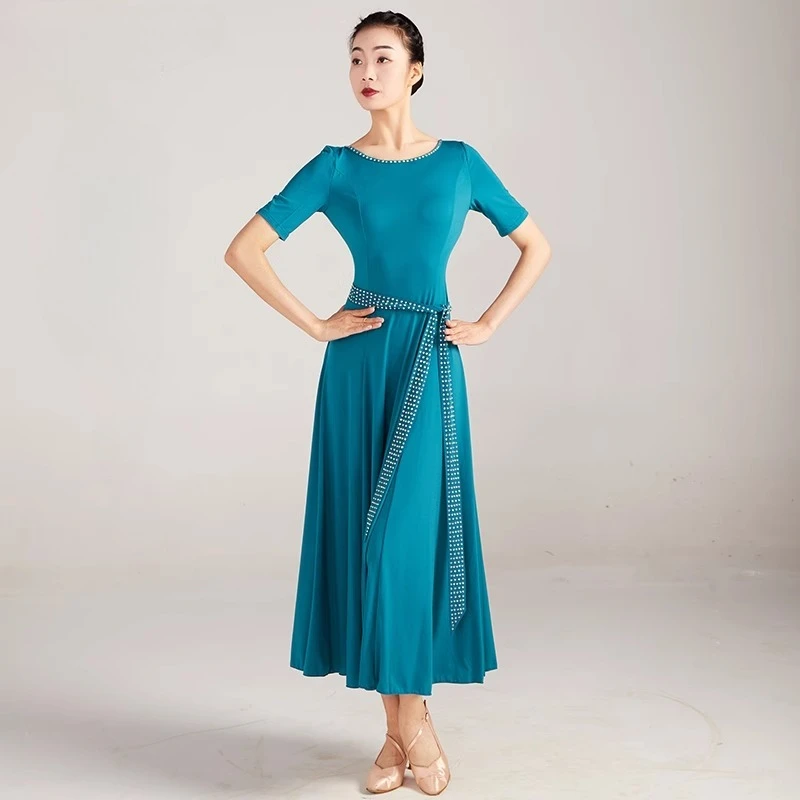 New Ballroom Dance Modern Dress Competition Performance Costumes Women National Standard Waltz Tango Practice Wear Spanish Dress