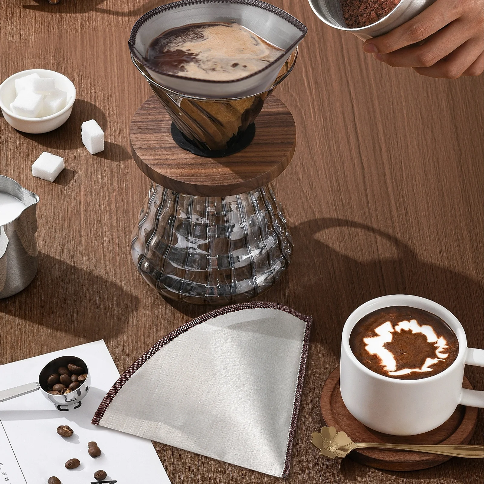 

Stainless Steel Coffee Filter Mesh Reusable For 1-4 Cups Fine Mesh Paper Free Design Extracts Oil Robust