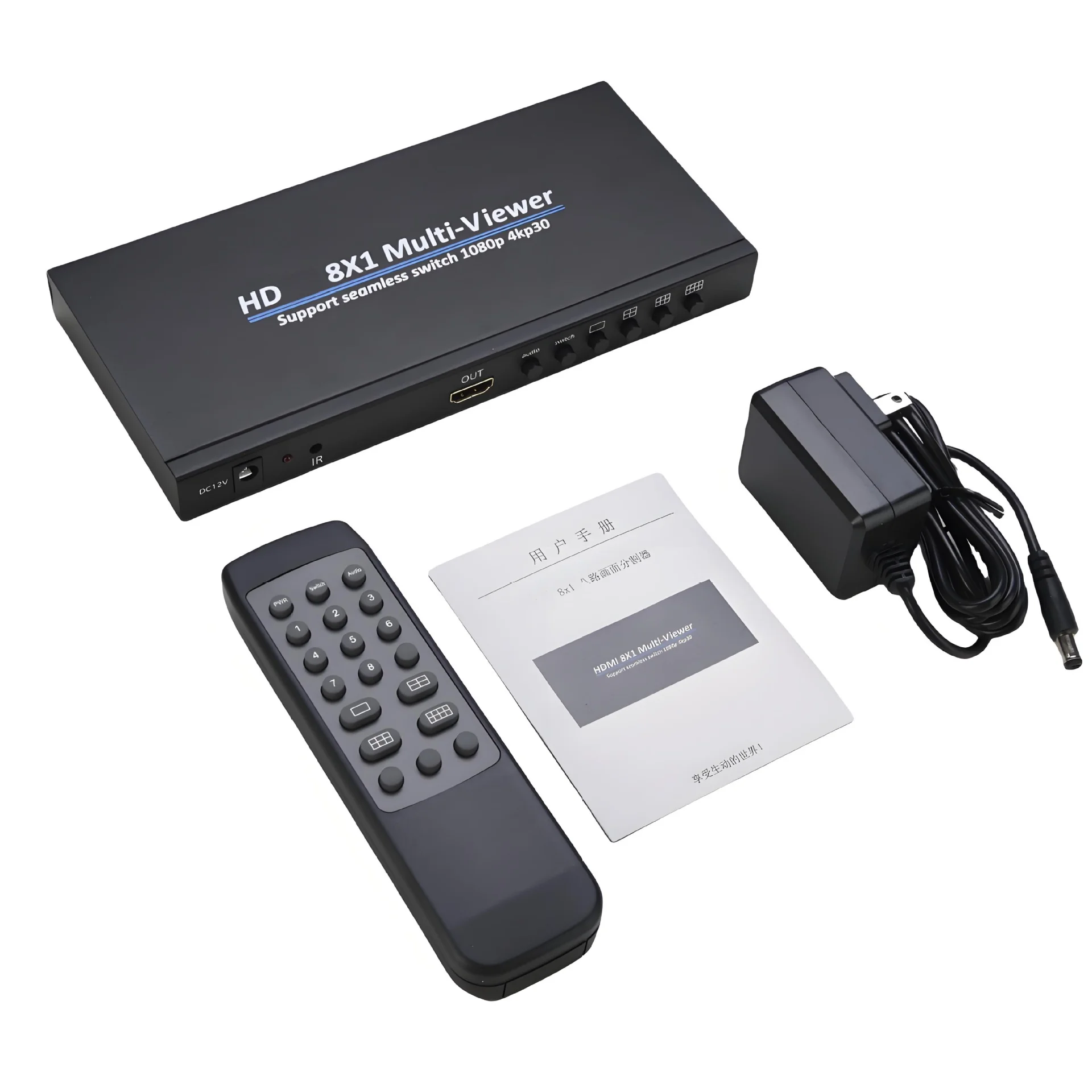 4K 30Hz HD Quad Screen Multiviewer 4x1 8x1 HDTV Multiviewer 8 in 1 Out Seamless Switch Multi Screen Divider 6 Display Modes