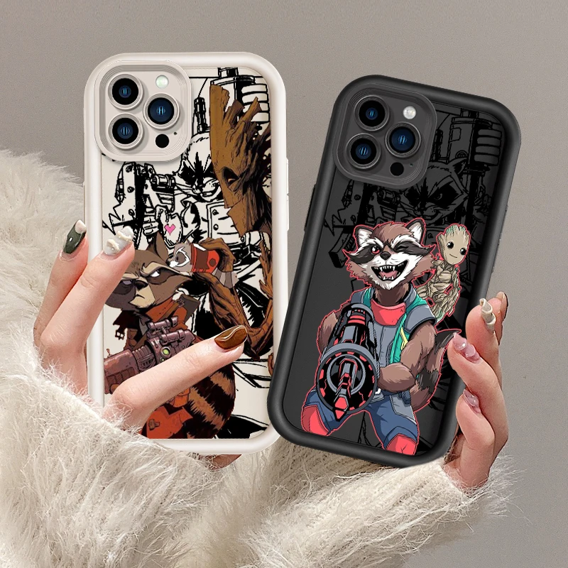 Art Rocket Raccoon Cool Eye Ladder For Apple iPhone 15 14 13 12 11 XS XR X Pro Max Plus Funda Phone Case