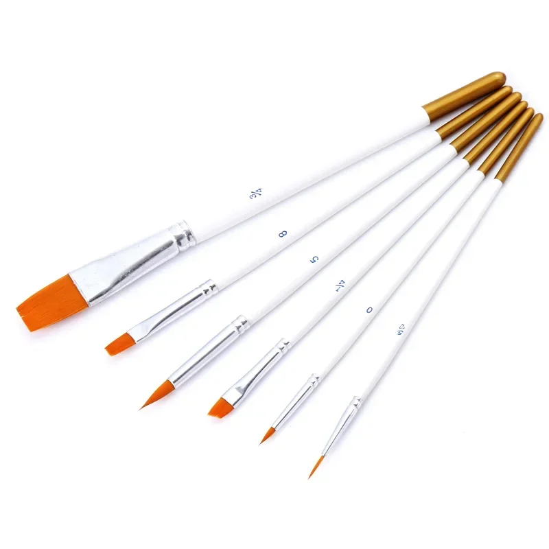 6Pcs Painting Brushes Set Nylon Hair Artist Oil Painting Brush for Watercolor Acrylic Drawing School Student Art Supplies