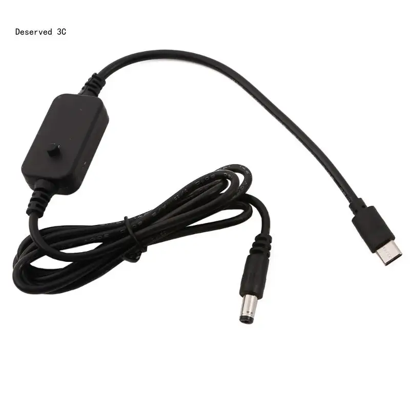 R9CB 115 см Гибкий USB C Тип C до 5,5x2,1 мм Регулировка 5 В 9 В 12 В 15 В 20 В PD Кабель питания для ноутбуков ЖК-мониторы