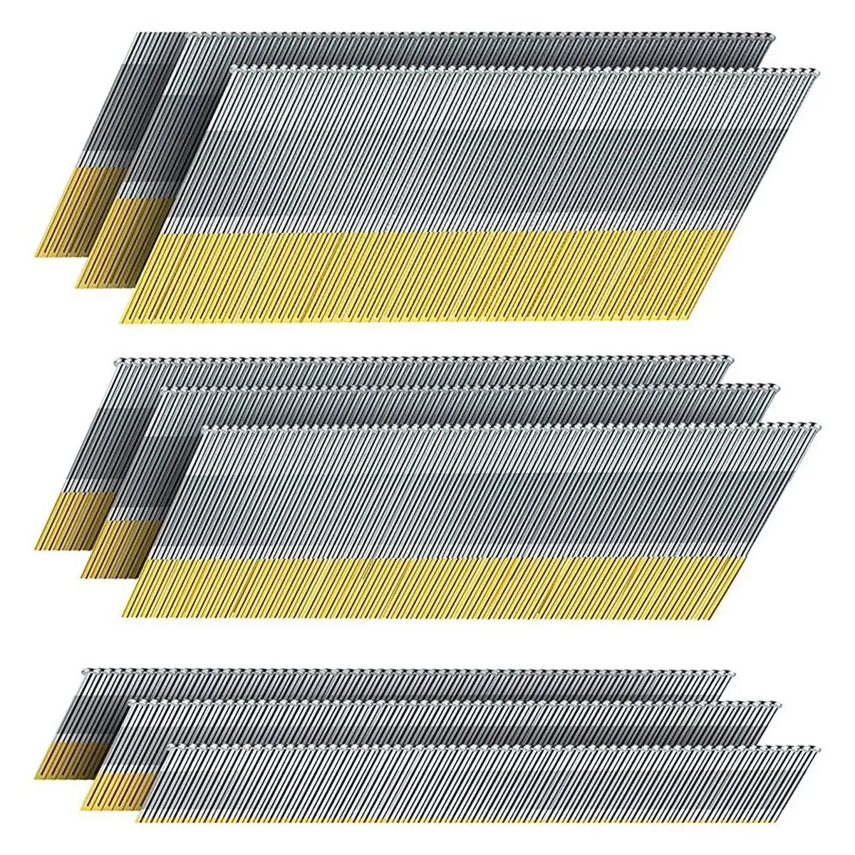 HAPPY EVER 15 Gauge da Angled Finish Nails, 34-Degree, 1200-Pack Assorted Galvanized Project Pack for Angled Nailer