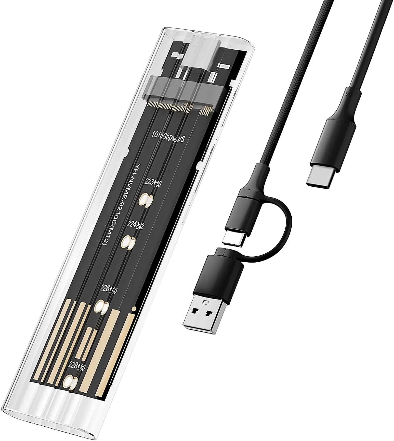 

Высокоскоростной корпус для M.2 NVMe SSD, USB 3.2 Gen 2 10 Гбит/с, поддержка 2230/2242/2260/2280 с кабелем C-C
