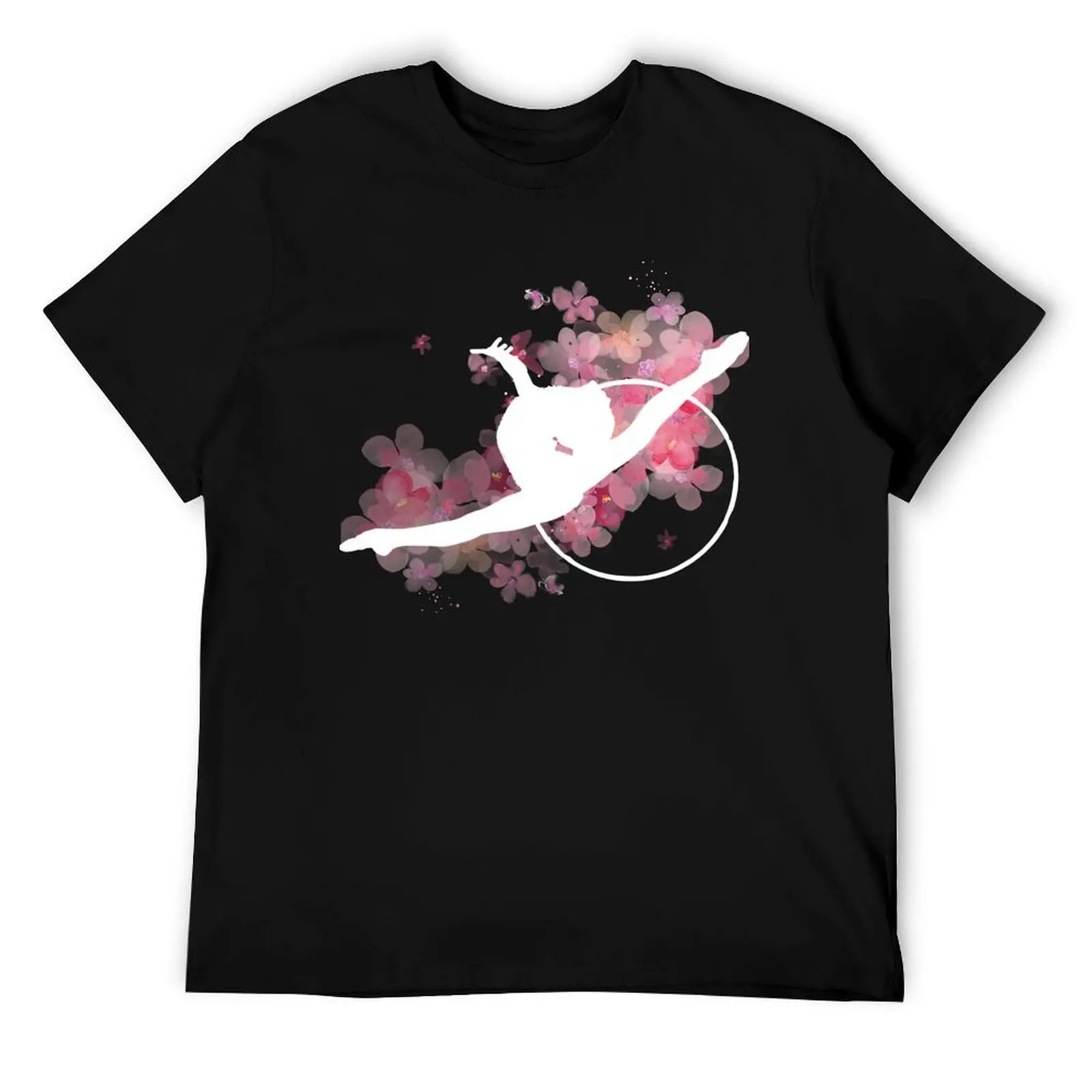 Camiseta blanca de salto de gimnasia rítmica con aro, camisetas para hombre, camisetas gráficas de anime vintage, camiseta de gran tamaño
