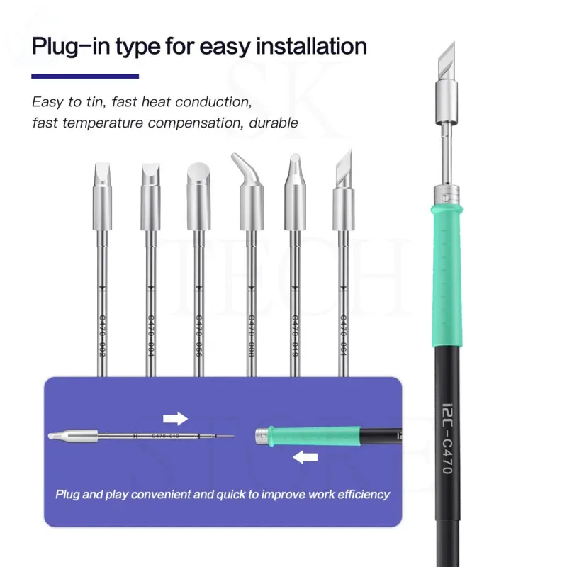 i2c series soldering iron tips 6types c470-061 019 008 056 004 002 easy to tin fast heat conduction rapid return temperature