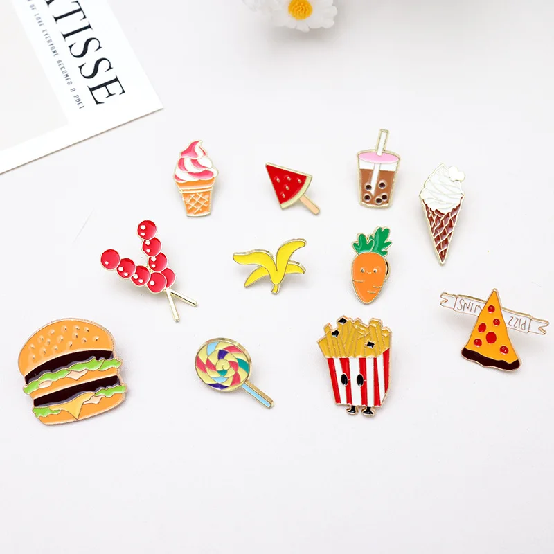 Burger French fries cheese enamel Pins Brooches Decoration label jewelry Badges For bag Clothes Backpack accessories DIY gift