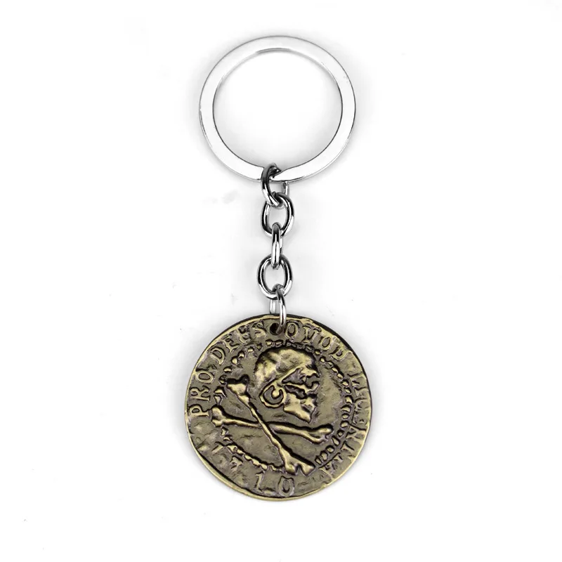 Uncharted 4 Coin Keychain Metal Key Ring Link Chain Vintage Pendant Souvenir Men Gift