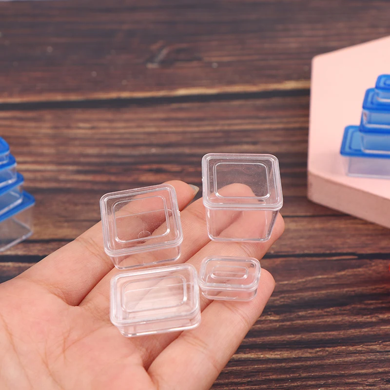 4pcs 1/12 Dollhouse Mini Fresh Keeping Box Lunch Box Model Kitchen Tableware Decoration