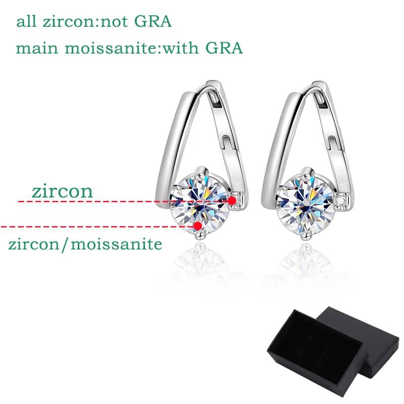Smyoue Certified 2CTTW D Color Moissanite Hoop Earring for Women Sparkling High Quality Lab Diamond Jewelry 925 Sterling Silver