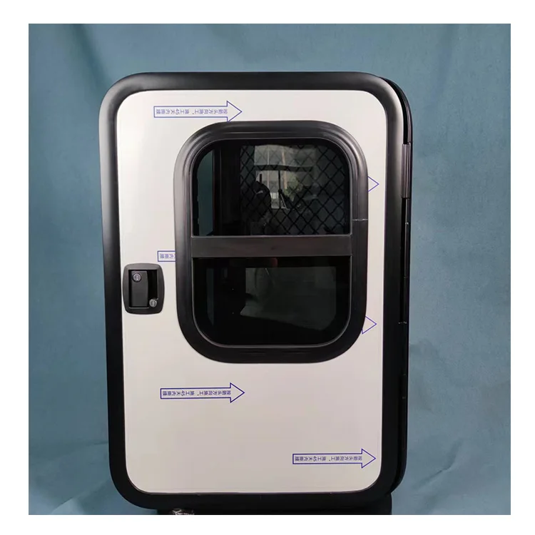 Motorhome Parts Black Frame White Panel Rv Teardrop Trailer Door With Tempered Glass Rv Door