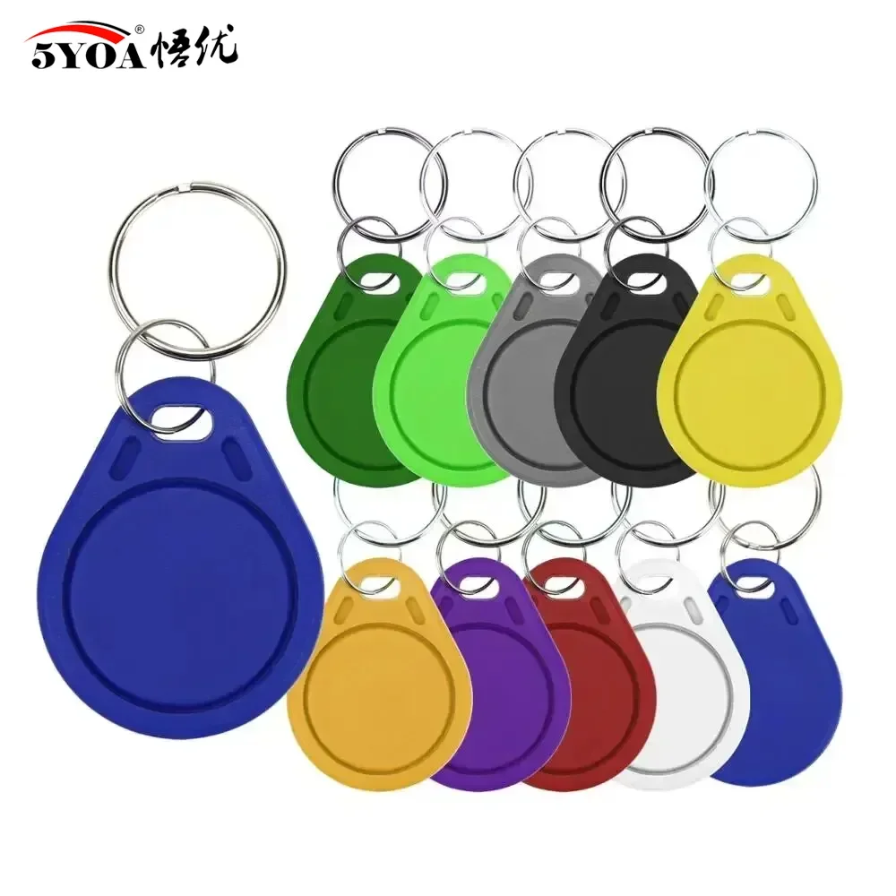 5YOA 100pcs UID Keys 13.56mhz Keyfob Keychain RFID Access Control Clone Key Card Writable IC Card Clone Changeable Waterproof