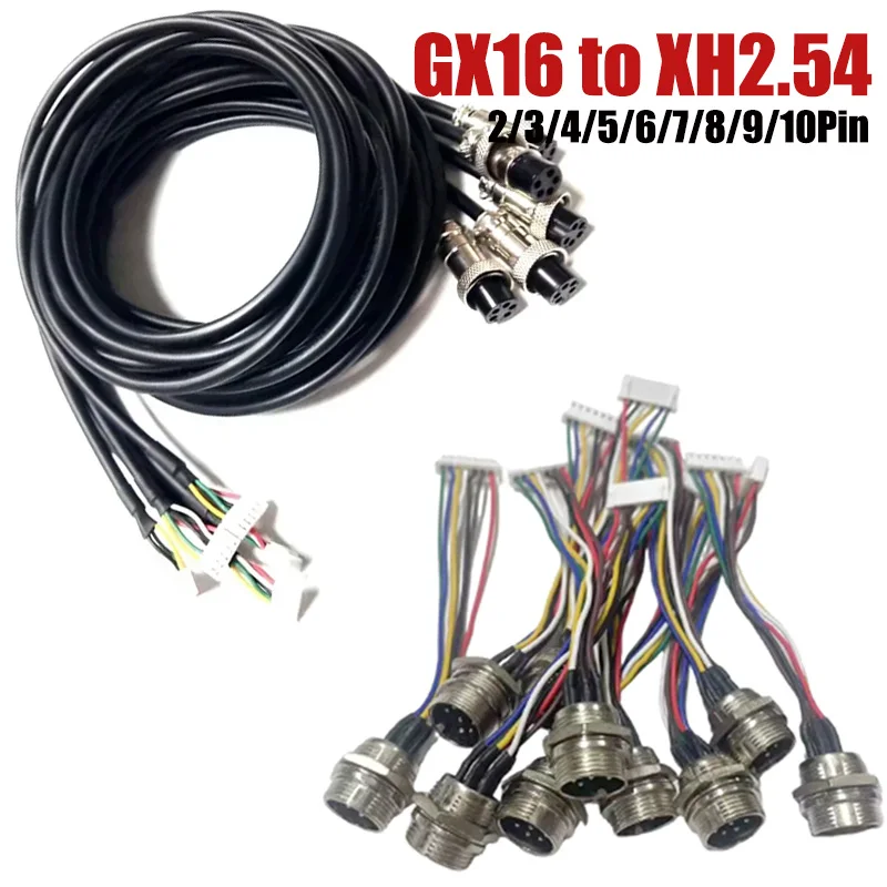 2Pin GX16 to XH2.54 Aviation Plug Power Cord 3/4/5/6/7/8/9/10Pin GX16 with Terminal Wire Through The Wall Connector Cable Copper