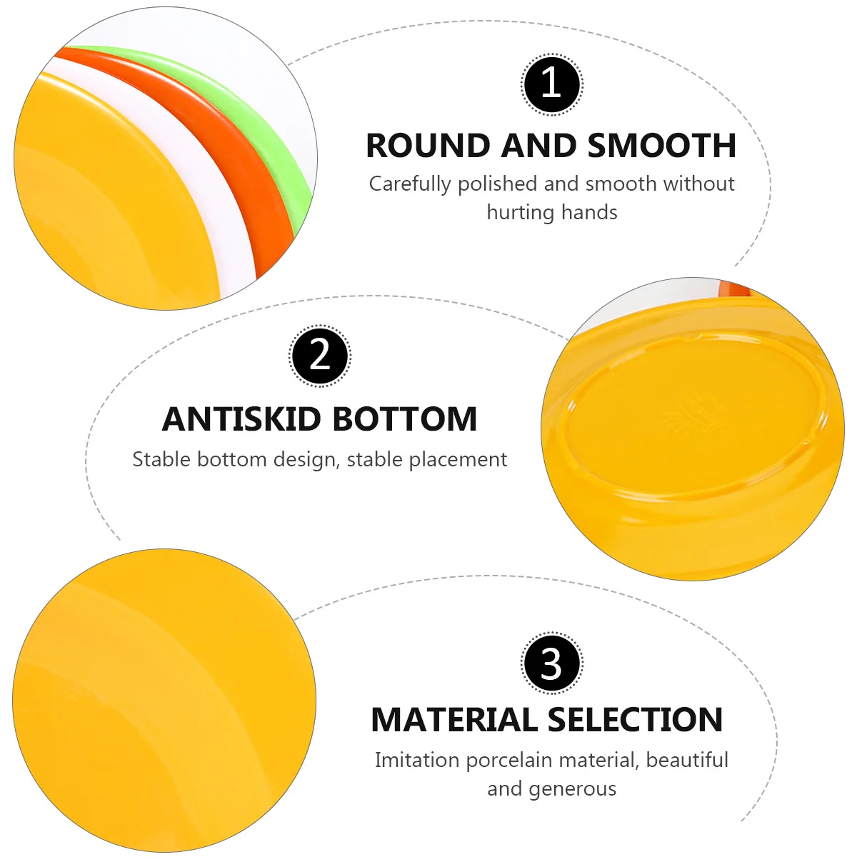 

4pc Melamine Plates Round Dinner Tableware Set Scratch-Resistant Eco-Friendly Kitchen Party Home Dining Colorful Plate