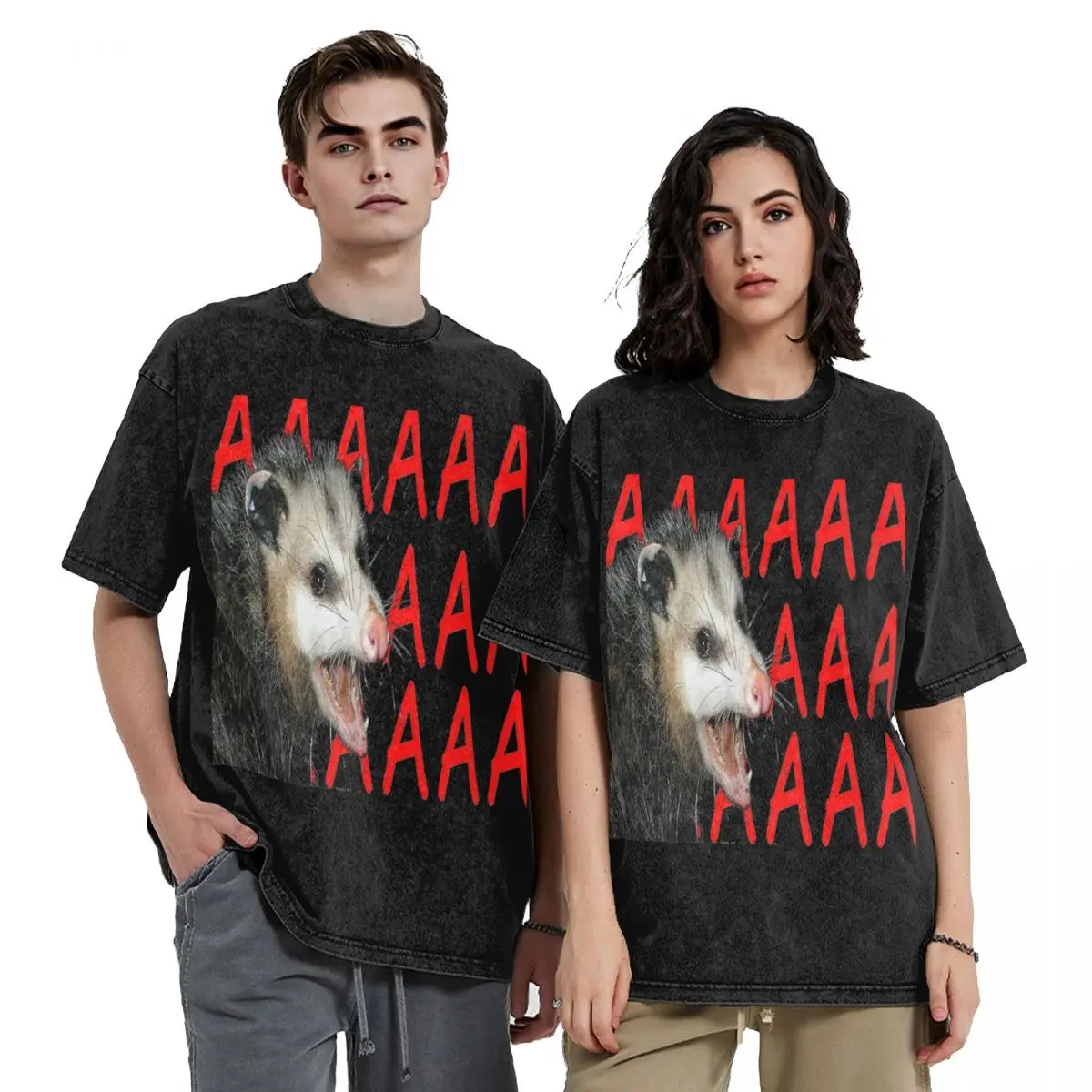 Camiseta de algodão estampada para homens e mulheres, AAAAA Possum, Angery Possum Harajuku Shirt