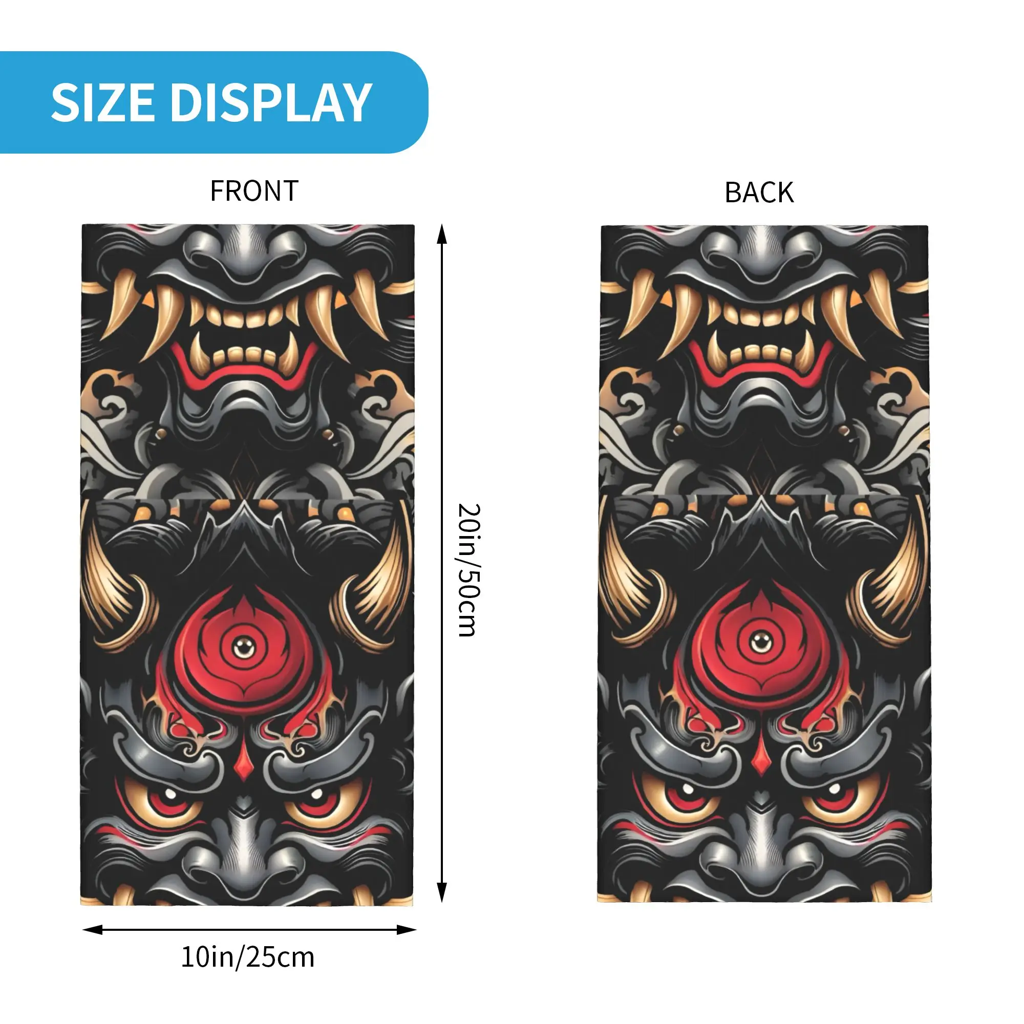 Custom Tattoo Style Oni Bandana Neck Gaiter for Hiking Hunting Men Women Wrap Scarf Hot Headband Warmer