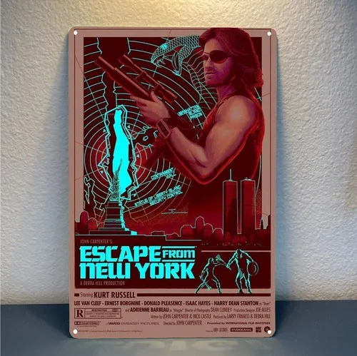 Escape from New York Kurt Russell Retro Movie Metal Poster Placa de Metal 20x30cm -alumínio