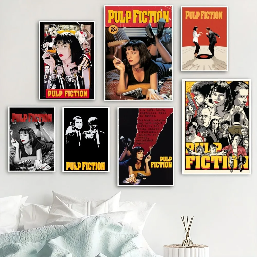 Movie Pulp Fiction Poster Home Room Decor Livingroom Bedroom Aesthetic Art Wall Painting Stickers