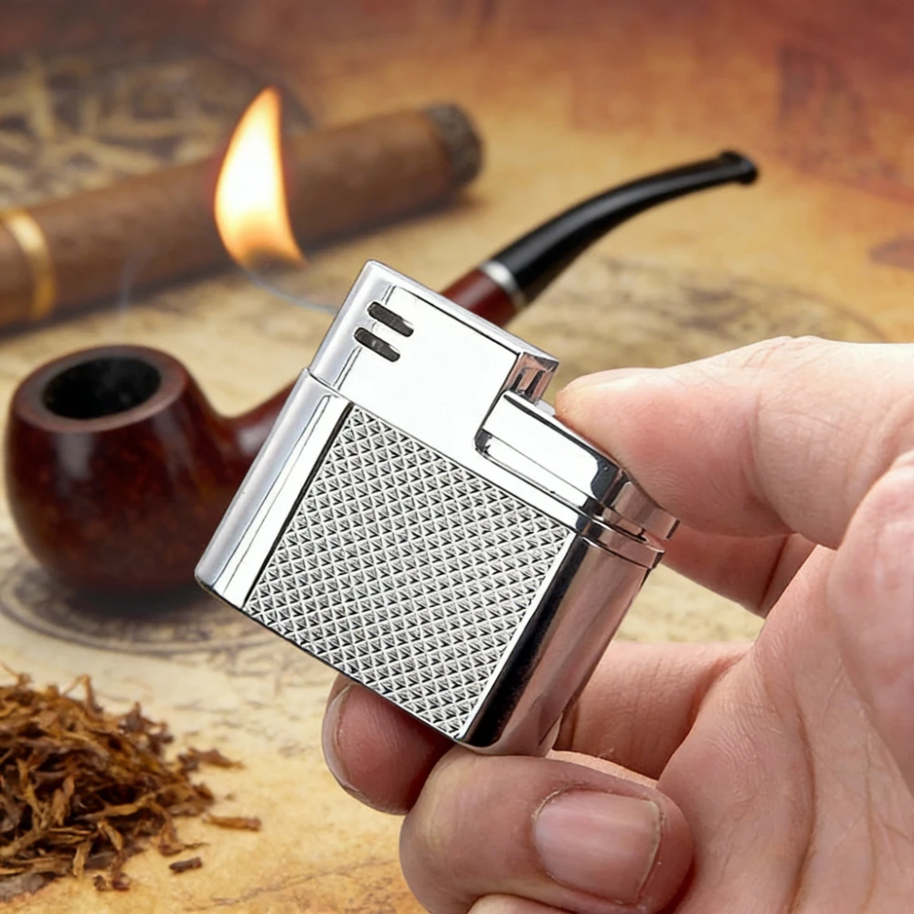 

Honest Professional Pipe Lighter with Angled Flame, Retro Refillable Open Flame for Pipe Smoking Accessories Come Without Box