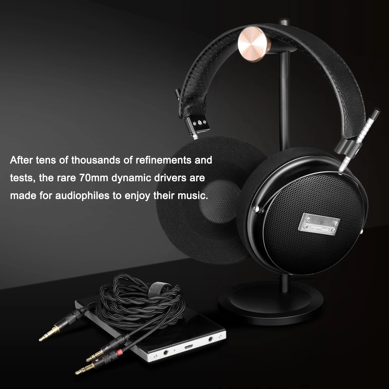 OKCSC SR70 auriculares HiFi con diafragma de gran diámetro de 70mm, Cable de repuesto de 3,5mm, auriculares HiFi de alta resolución