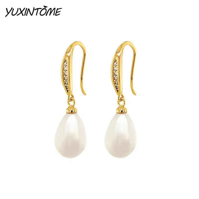 925 فضة الأذن إبرة لطيف أنيق اللؤلؤ قلادة مايكرو تمهيد الزركون الأذن السنانير النساء الكلاسيكية خمر أقراط مجوهرات #1