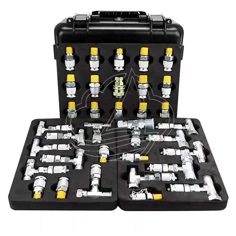20 Connectors 14 Branch Tees Pressure Test Tool, Complete Gauge Adapter Kit for Excavator Walking & Pilot Hydraulic Overhaul