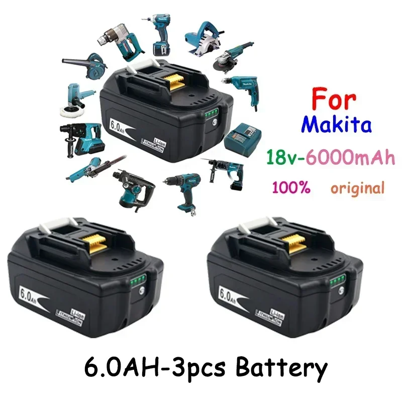 

1-3PCS BL1860 Rechargeable Battery 18 V 6000mAh Lithium ion for Makita 18v Battery BL1840 BL1850 BL1830 BL1860B LXT 400