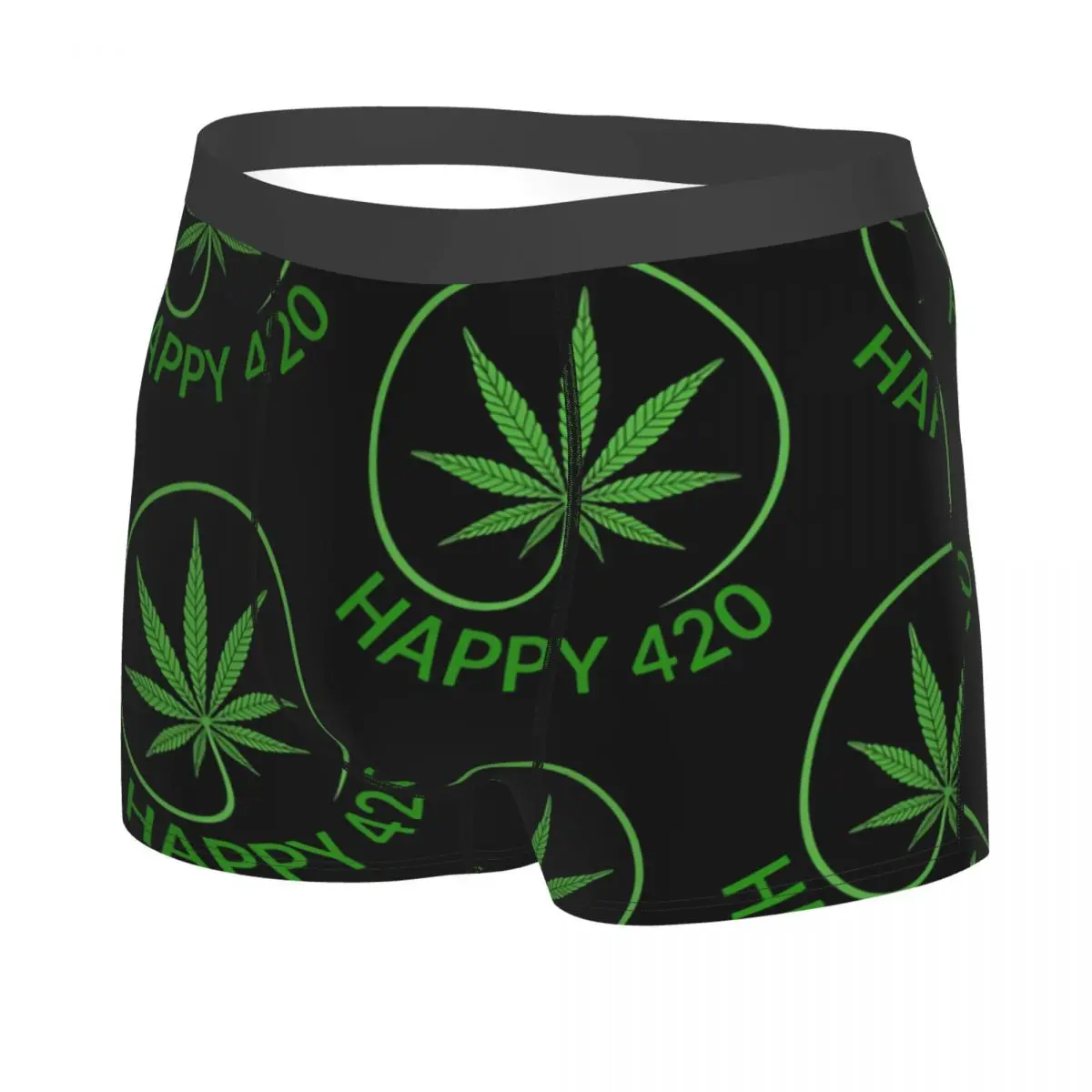 Happy Weed Smoker Man's Boxer Briefs Breathable Funny Underpants Print Shorts Birthday Gifts