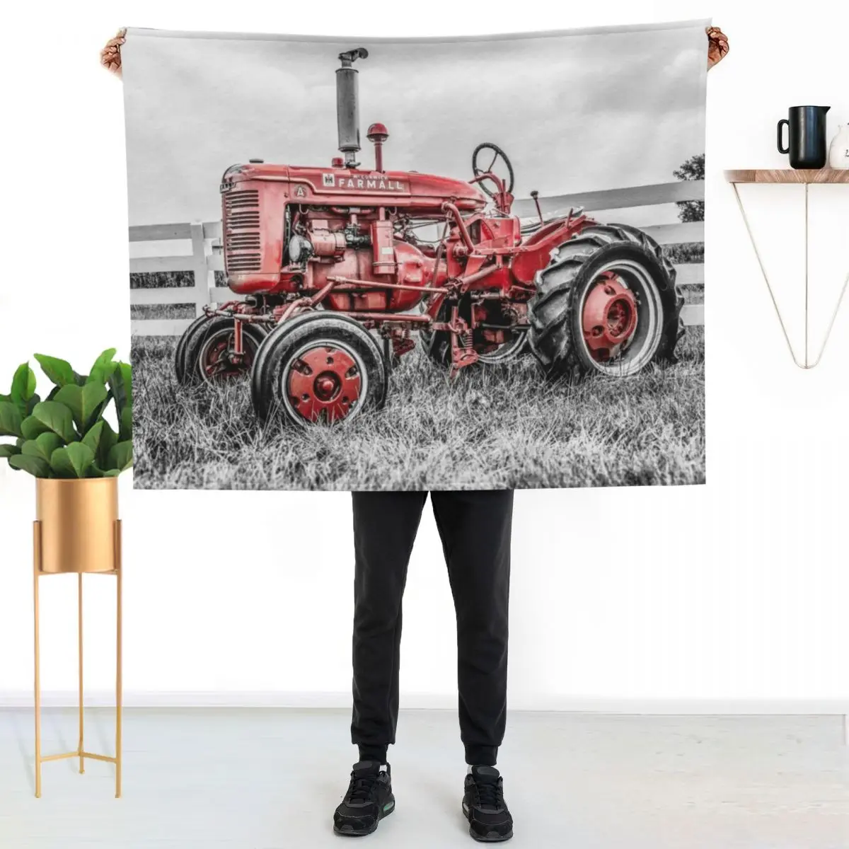 A Tractor Color Isolation Throw Blanket couch cozy soft plush fuzzy picnic outdoor blanket