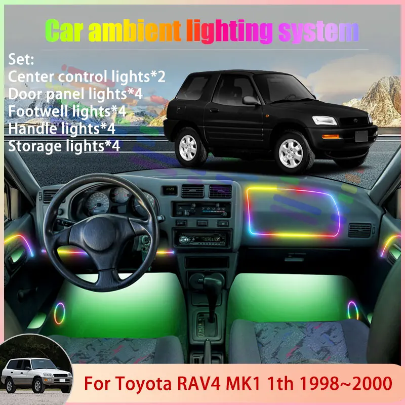 

Для Toyota RAV4 MK1 1 1998 ~ 2000 XA10 Funcruiser 2/18 в 1 автомобильный атмосферный светильник RGB абажур ансамбль стример атмосферный набор