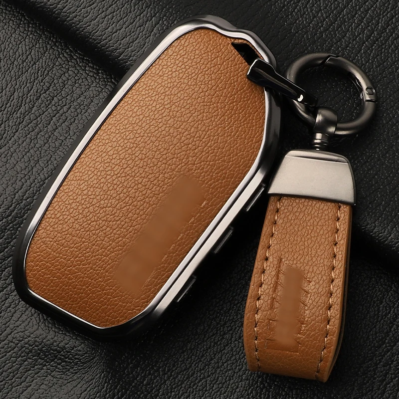 For BMW Key Fob Cover,Leather,Metal,BMW 2023-2024 New 5/7 Series 740i 760i X1 X5 X6 X7 XM IX IX3 I5 I7 Car Accessories