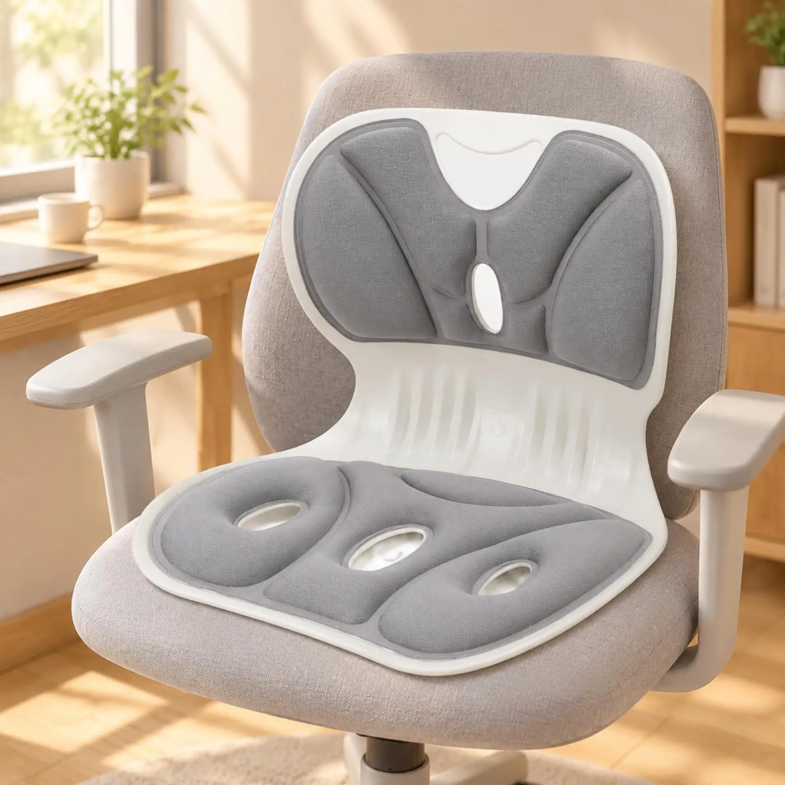 Posture Correction for seat Cushion with Backrest for Computer Desk Chair Ergonomic Ventilated Support Pad