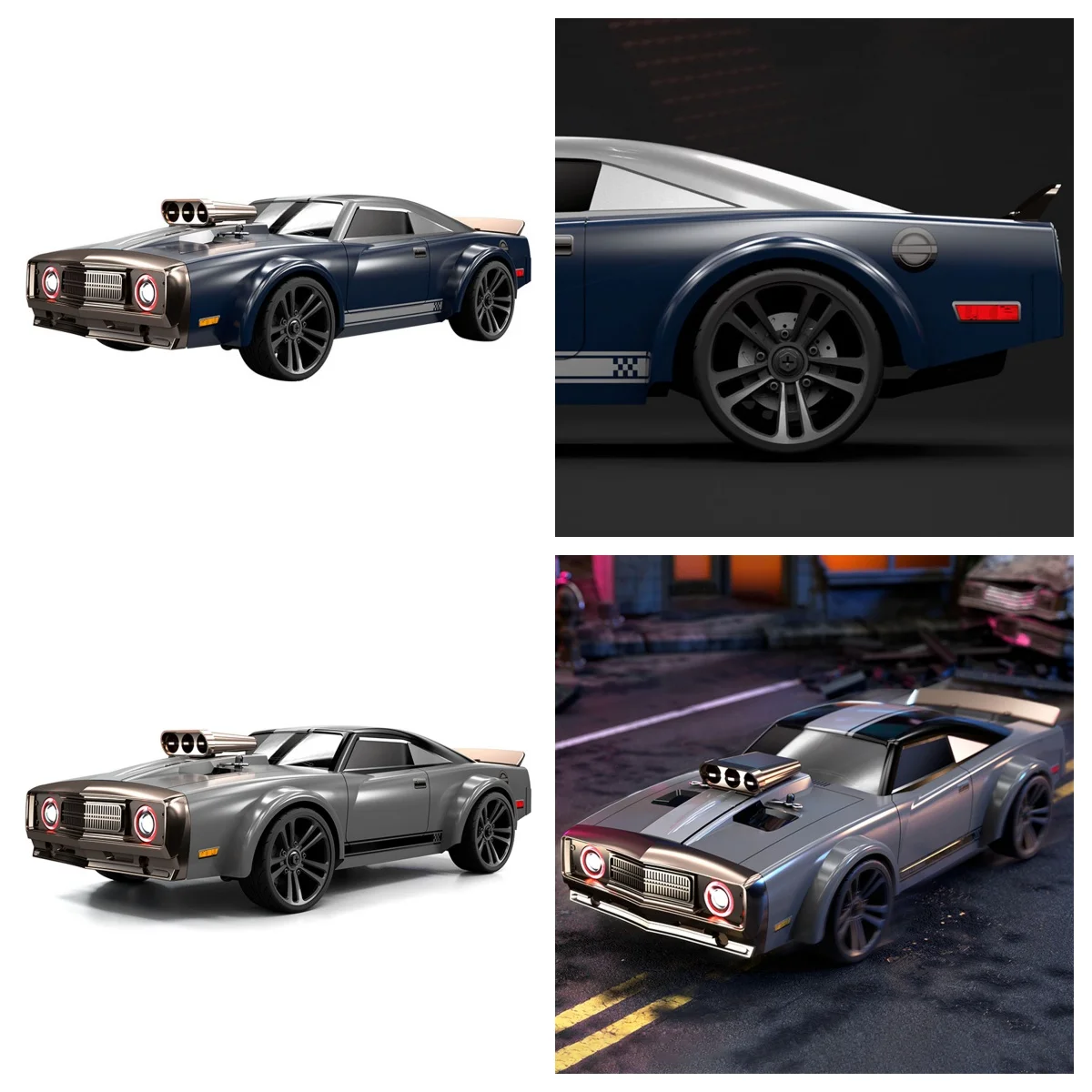 

1/16 RC Drift Car Q142 2.4G 4WD Remote Control High Speed Muscle Car 35km/h Brushed Motor LED Angel Eyes Battery RTR Model Car